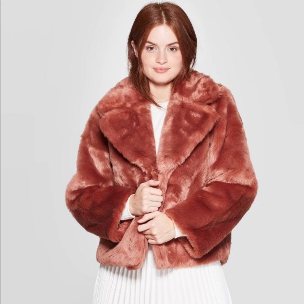 Faux Fur Coat in “Blush”